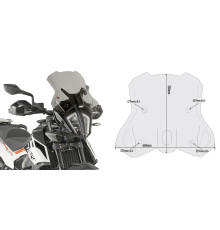 Givi скло димчасте для KTM 390 Adventure (2020-2022) / 790 Adventure (2019-2020) / 890 Adventure (2021-2022) 35x46 см