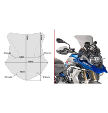 Givi скло димчасте, модель 43,5x43 см, для BMW R1200/1250 GS Adventure, з комплектом монтажу