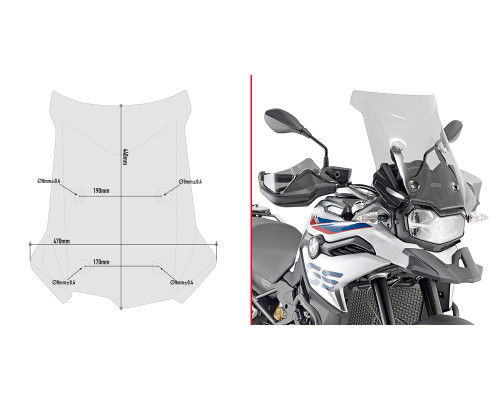 Givi скло димчасте 44 x 47 см (в x ш) - BMW F750 GS (18)
