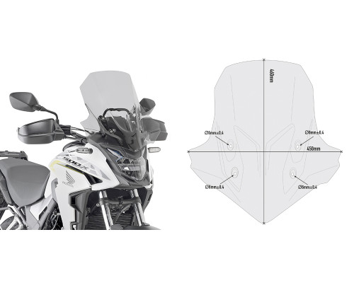 Givi CB 500 X Вітрове скло Димчасте 46x45 см HONDA 2019