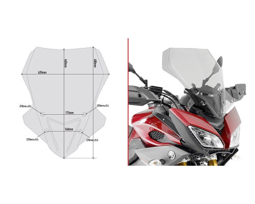 Givi MT-09 Tracer Вітрове Скло Димчасте 48x42 см 2015-2017