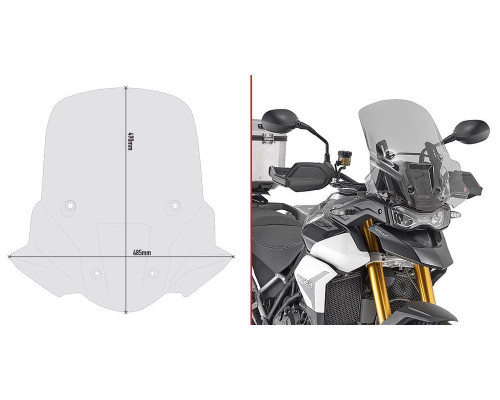 Givi, скло димчасте, вітрове скло, 49 x 48,5 см, для Triumph Tiger 900 (2020-2021), сірий