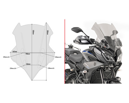 Givi Tracer 900/900 GT Вітрове скло Димчасте 55x46,5 см 2018-2020