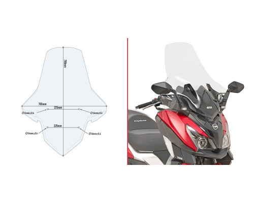 Givi Cruisym 300 Вітрове скло Прозоре 78x70,5 см