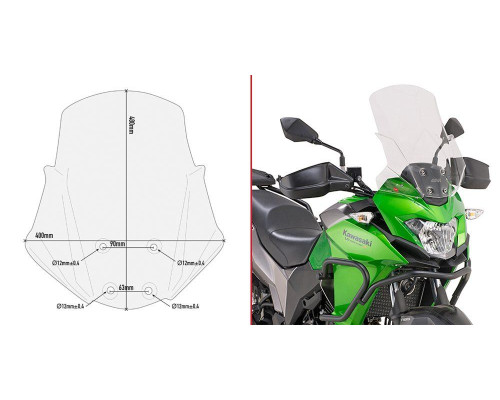 Givi, Versys-X 300, вітрове скло, прозоре, 2017-2018, для Kawasaki