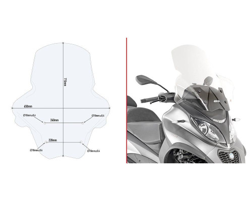 Givi MP3 350-500 Sport/Business Вітрове скло Прозоре 2018