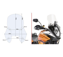 Givi скло прозора для BMW 1050/1190 Adventure/Adventure R (2013-2015), 37h x 41w, прозорий