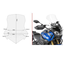 Givi скло прозора для YAMAHA XT 1200ZE Super  2014-2015, 56.5h x 50w, прозорий