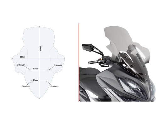 Givi, Kymco Xciting 400i, вітрове скло, прозоре, 85.5h x 66w, 2013-2015