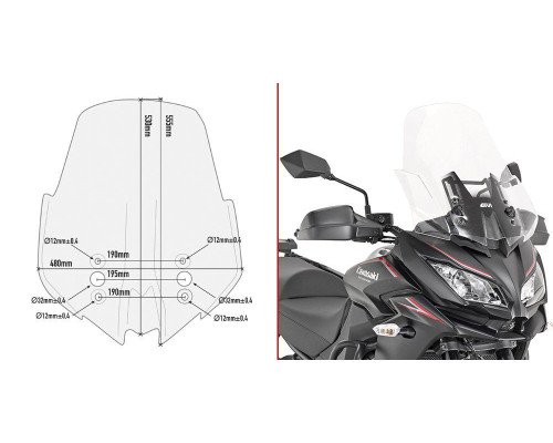 Givi скло прозора для Kawasaki Versys 1000 (2017-2018), 53x48 см