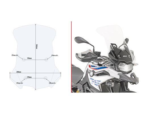Givi F750 GS Вітрове Скло Прозоре 54,5x49 см для BMW 2018