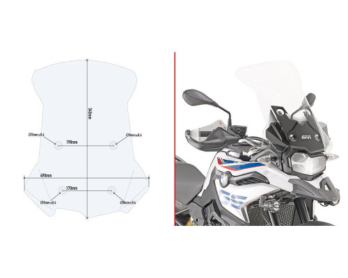 Givi F750 GS Вітрове Скло Прозоре 54,5x49 см для BMW 2018