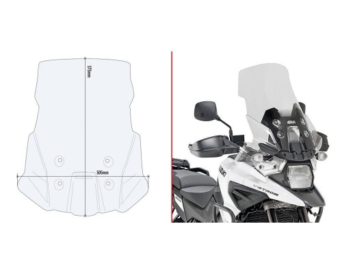 Givi, скло, вітрове скло, прозоре, 57,5 x 50,5 см, Suzuki V-Strom 1050 (2020)