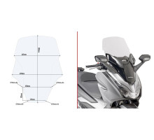 Givi, скло, прозора вітрове скло, 58 x 44,5 см, HONDA Forza 125-300 (2019), прозорий