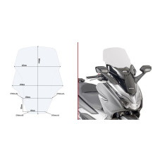 Givi, скло, прозора вітрове скло, 58 x 44,5 см, HONDA Forza 125-300 (2019), прозорий