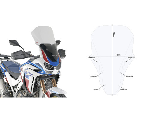 Givi скло, прозора, для HONDA CRF1100L Africa Twin Adventure Sports, 58,5 x 41,5 см, 2020, прозора