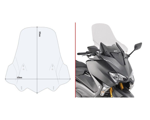 Givi скло прозора для YAMAHA T-Max 530 (2017), 59,5 x 61 см, прозорий