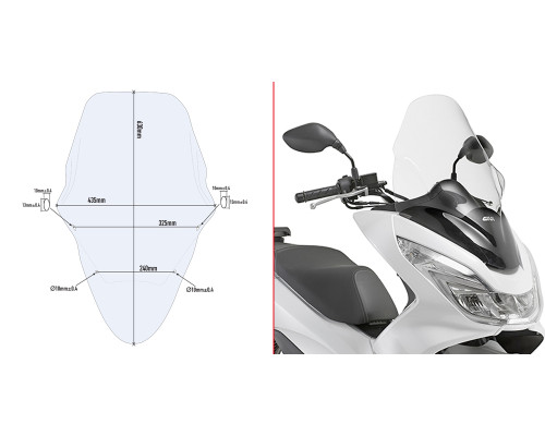 Givi PCX 125-150 Вітрове скло Прозоре 63x43,5 см 2014-2016