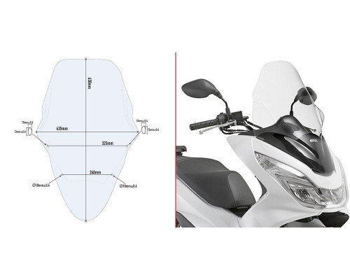 Givi PCX 125-150 Вітрове скло Прозоре 63x43,5 см 2014-2016