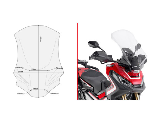 Givi X-ADV 750 Вітрове скло Прозоре 65x40 см 2017