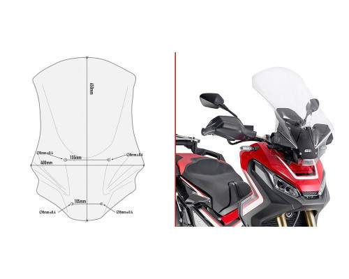 Givi X-ADV 750 Вітрове скло Прозоре 65x40 см 2017