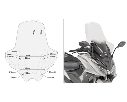 Givi AK 550 Вітрове скло Прозоре для Kymco 2017