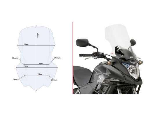 Givi CB500X Вітрове скло Прозоре 49x35 см HONDA 2013-2016