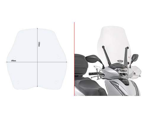 Givi SH 125i-150i Вітрове скло Прозоре 51x49 см 2017