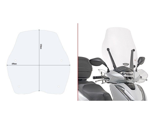 Givi SH 125i-150i Вітрове скло Прозоре 51x49 см 2017