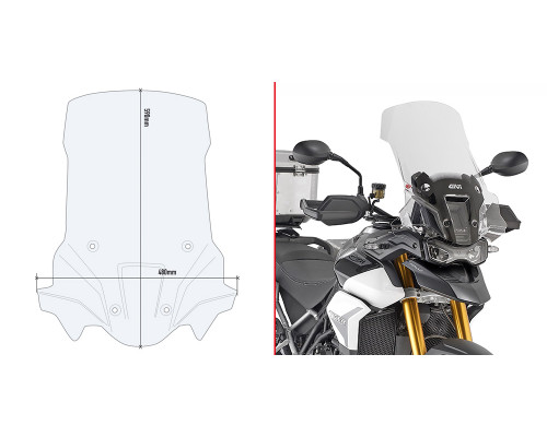 Givi, скло, прозора, 59 x 48 см, Triumph Tiger 900 Rally, 2020-2021