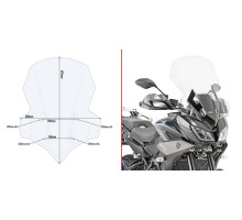 Givi скло прозора для YAMAHA Tracer 900 / Tracer 900 GT (2018), 69,5x48 см, прозора