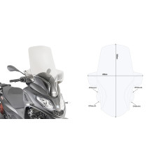 Givi скло прозора для Piaggio MP3 300 HPE 2019-2020, 84x69 см, прозорий