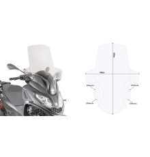 Givi скло прозора для Piaggio MP3 300 HPE 2019-2020, 84x69 см, прозорий