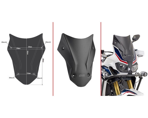 Givi CRF 1000L Africa Twin Вітрове скло спортивне 40x31 см чорне