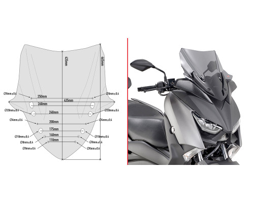 Givi X-Max 300 Вітрове скло Димчасте 43,5x43,5 см 2017