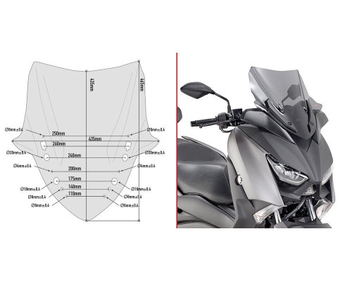 Givi X-Max 300 Вітрове скло Димчасте 43,5x43,5 см 2017