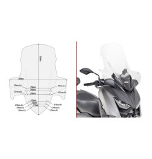 Givi X-Max 125/300 Вітрове скло Прозоре 73,5x64 см 2017-2018