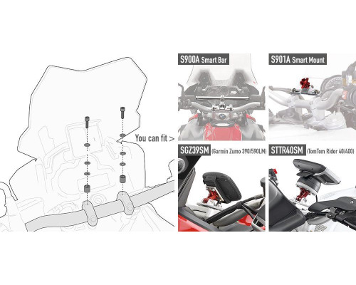 Givi Smart Bar Монтажний Набір для BMW/Ducati/HONDA Чорний