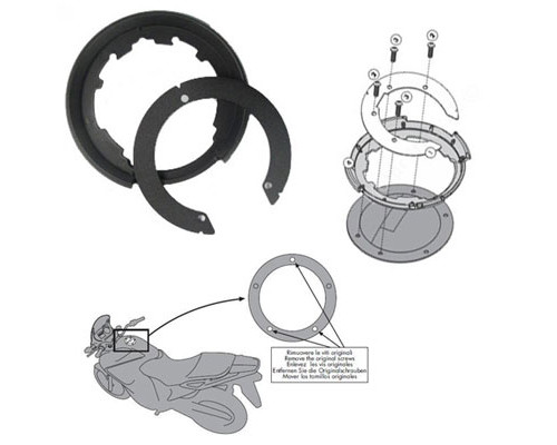 Kappa Tanklock Кріплення для Ducati Multistrada 1200 10-11, BMW K 1200R, 1200RS, R1250GS Чорний