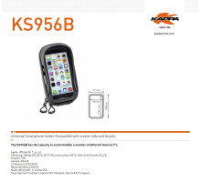 Kappa, торба на GPS/смартфон, сумісність iPhone 6/6s/7/8 Samsung Galaxy Nokia/Microsoft Sony Xperia Z, кріплення на кермо і дзеркало, чорний
