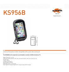 Kappa, торба на GPS/смартфон, сумісність iPhone 6/6s/7/8 Samsung Galaxy Nokia/Microsoft Sony Xperia Z, кріплення на кермо і дзеркало, чорний