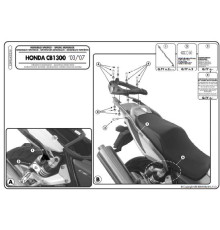 Kappa, Стелаж kufra центрального, для HONDA CB 1300/S (03-09), без плити, чорний