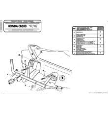 Kappa, Стелаж центрального кофра, HONDA CB 500 (97-05), CB 500S (00-05), без плити, чорний