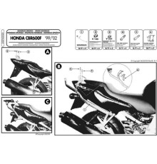 Kappa, Стелаж для центрального кофра, HONDA CBR 600F, 1999-2002, чорний