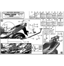 Kappa Стелаж для центрального кофра HONDA Hornet 600 (98-02) без плити чорний