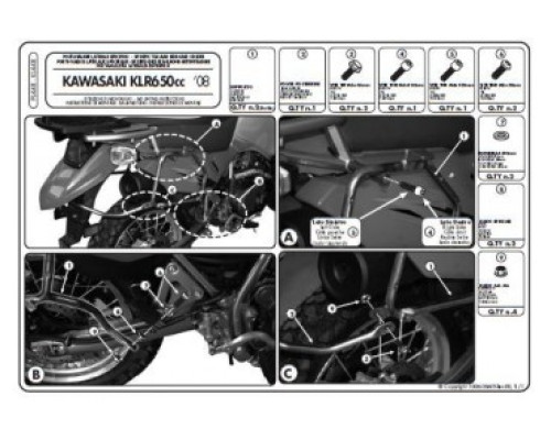 Kappa, Стелаж для центрального кофра, Kawasaki KLR 650, 2007-2015, чорний