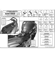 Kappa GSR 600 Стійка для центрального кофра з пластиною Monolock для Suzuki 2006-2011 Чорний