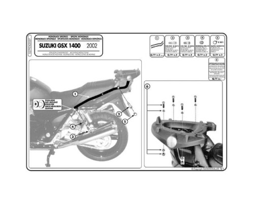 Kappa Стелаж для центрального кофра Suzuki GSX 1400 (02-09) без плити чорний