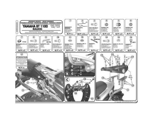 Kappa, Стелаж для центрального кофра, YAMAHA BT 1100 Bulldog (02-09), без плити, чорний