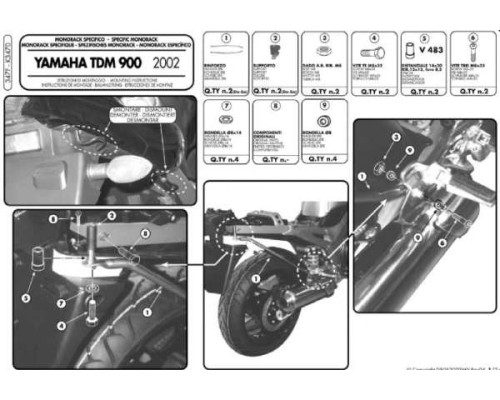 Kappa, Стелаж для центрального кофра, YAMAHA TDM 900, без плити, чорний